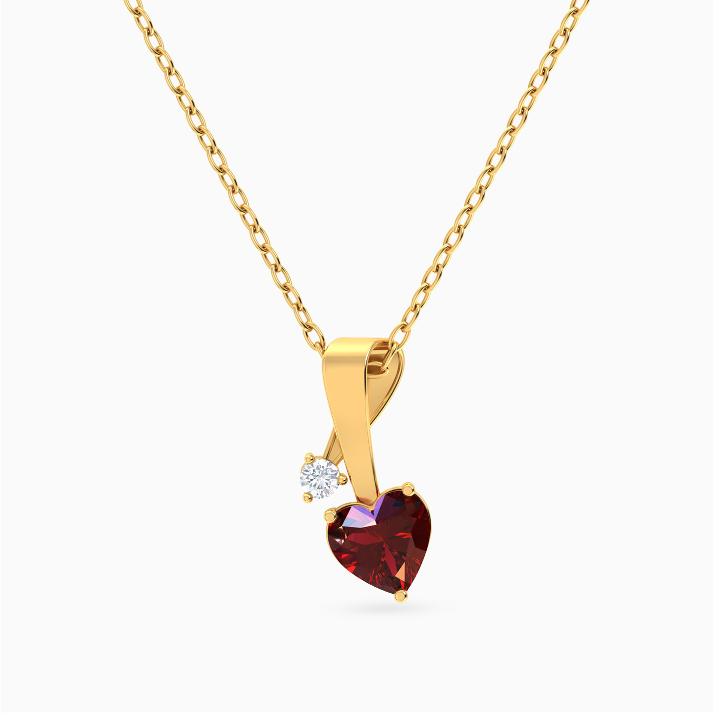 Heart Red Stone Necklace in 14K Gold Heart Red Stone Necklace in 14K Gold