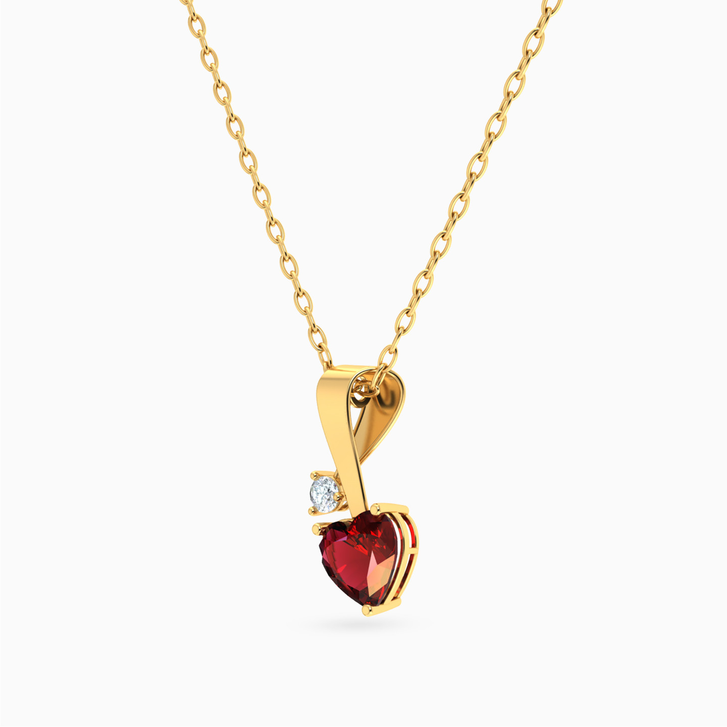 Heart Red Stone Necklace in 14K Gold - 2 Heart Red Stone Necklace in 14K Gold - 2