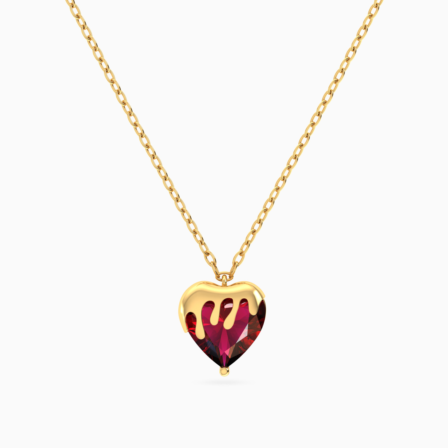 Heart Red Stone Necklace in 14K Gold Heart Red Stone Necklace in 14K Gold