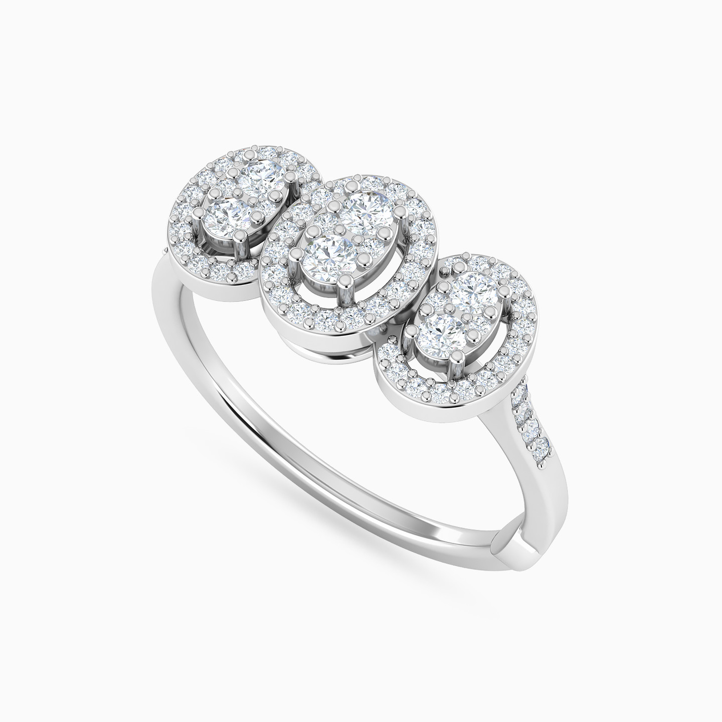 Oval Diamonds Ring In 18K Gold - 3 Oval Diamonds Ring In 18K Gold - 3