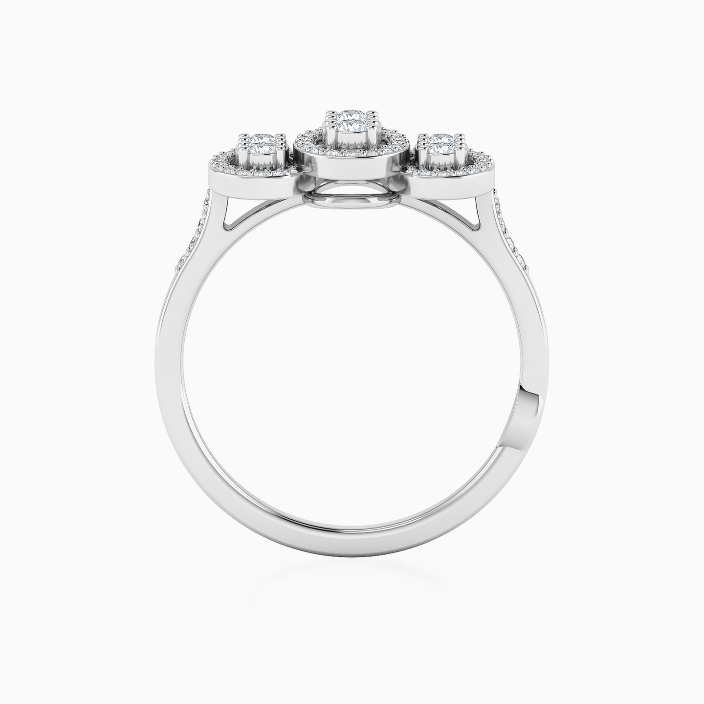 Oval Diamonds Ring In 18K Gold - 4 Oval Diamonds Ring In 18K Gold - 4