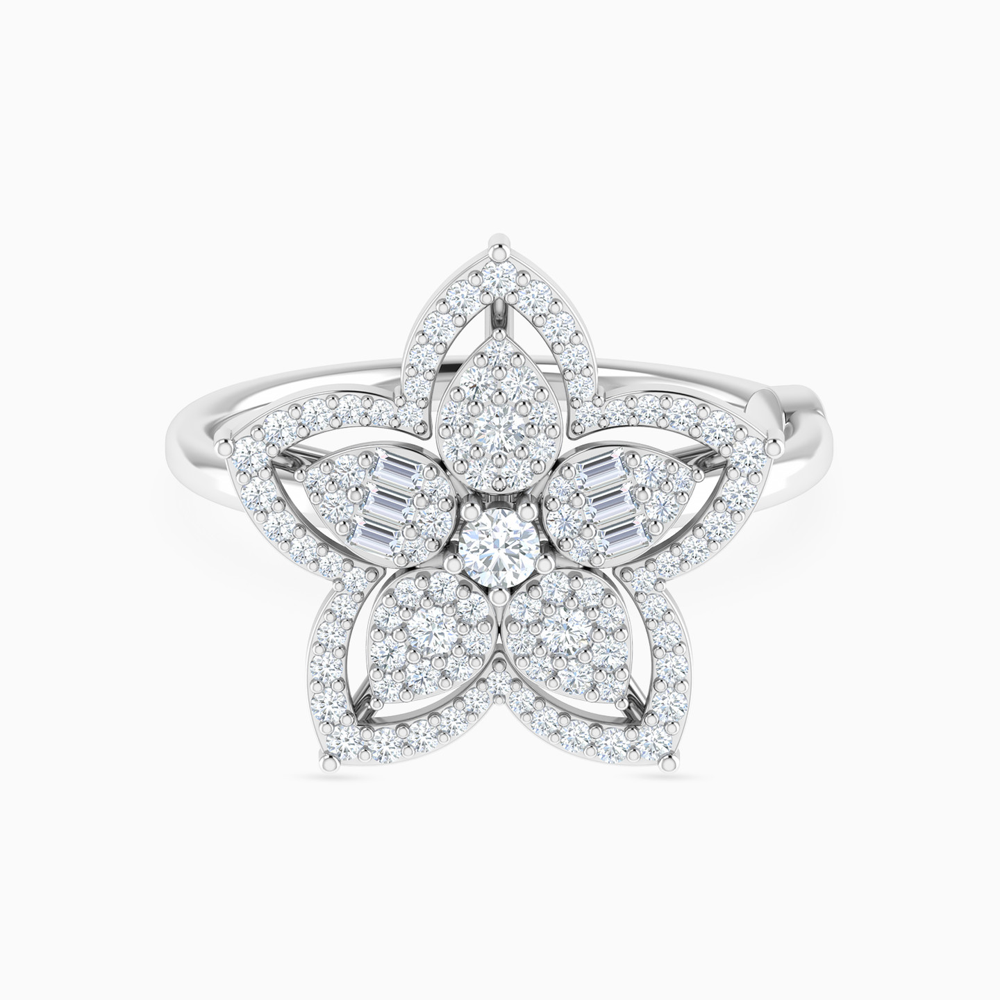 خاتم ذهب شكل وردة عيار 18 قيراط مزين بالألماس خاتم ذهب شكل وردة عيار 18 قيراط مزين بالألماس