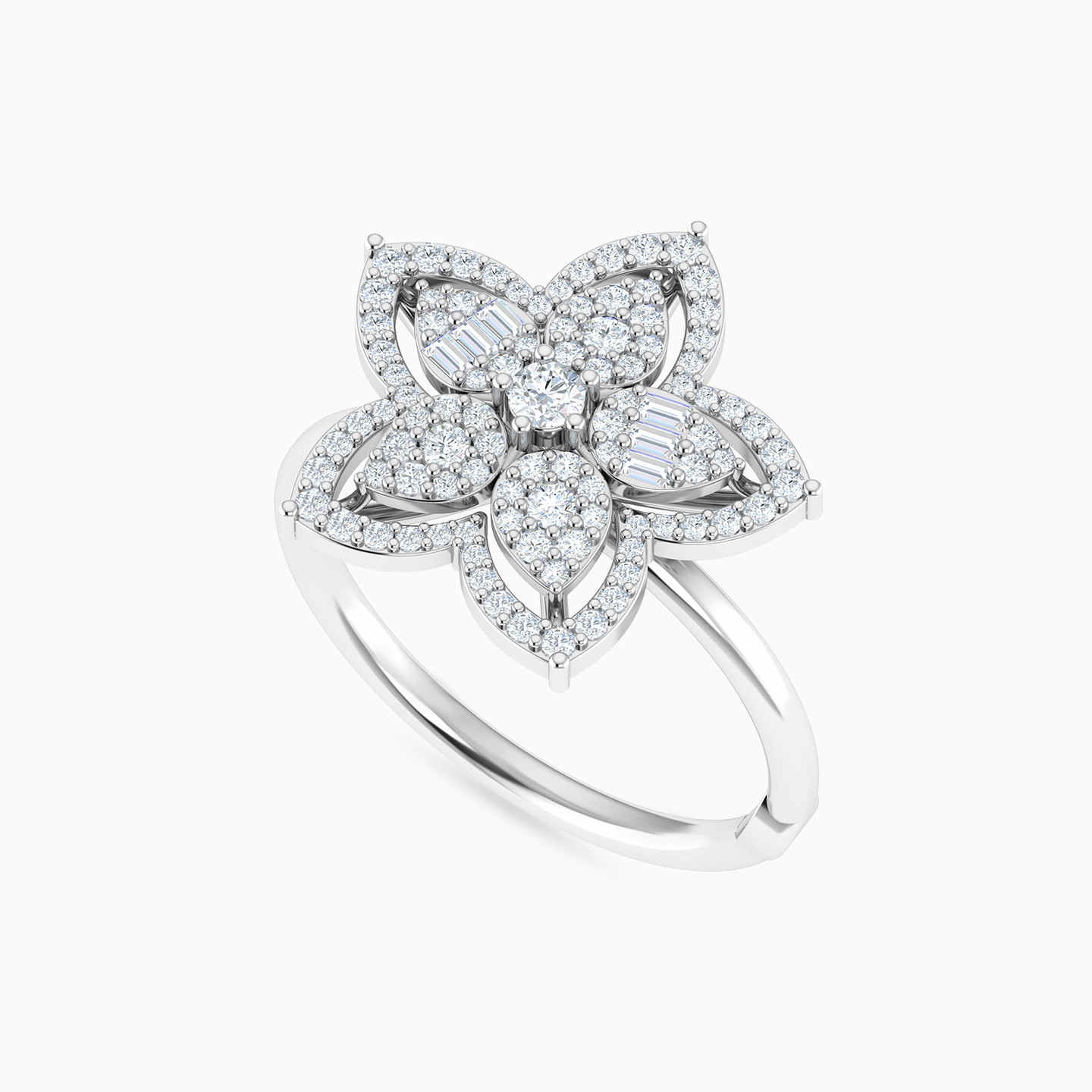 خاتم ذهب شكل وردة عيار 18 قيراط مزين بالألماس - 3 خاتم ذهب شكل وردة عيار 18 قيراط مزين بالألماس - 3