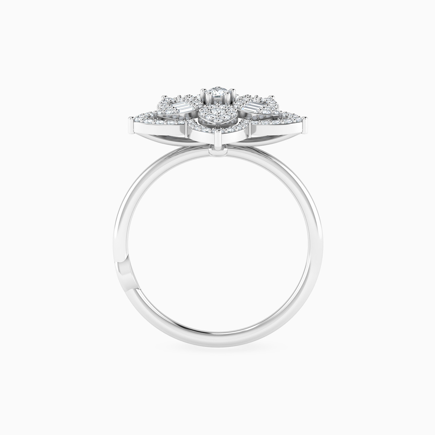 خاتم ذهب شكل وردة عيار 18 قيراط مزين بالألماس - 4 خاتم ذهب شكل وردة عيار 18 قيراط مزين بالألماس - 4