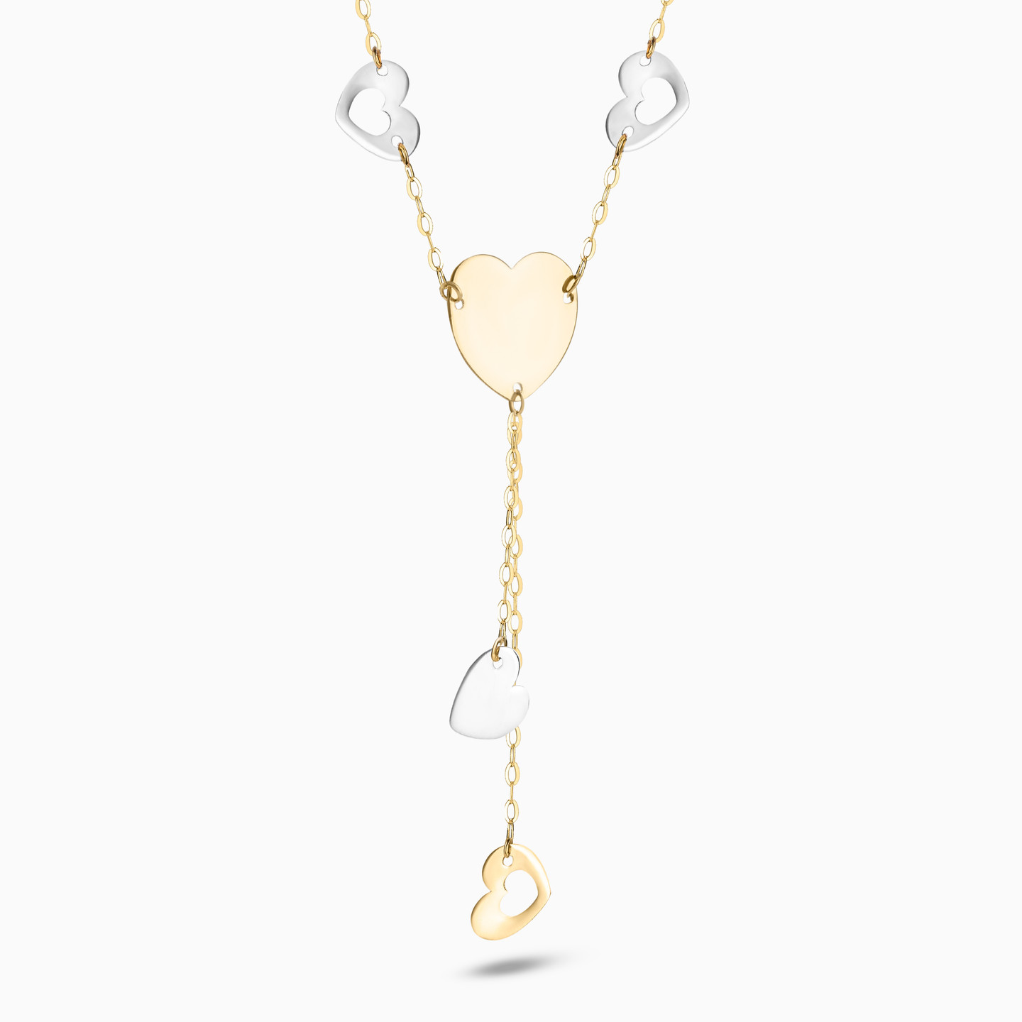 Hearts Shaped Pendant with Chain in 18K Gold - 2 Hearts Shaped Pendant with Chain in 18K Gold - 2