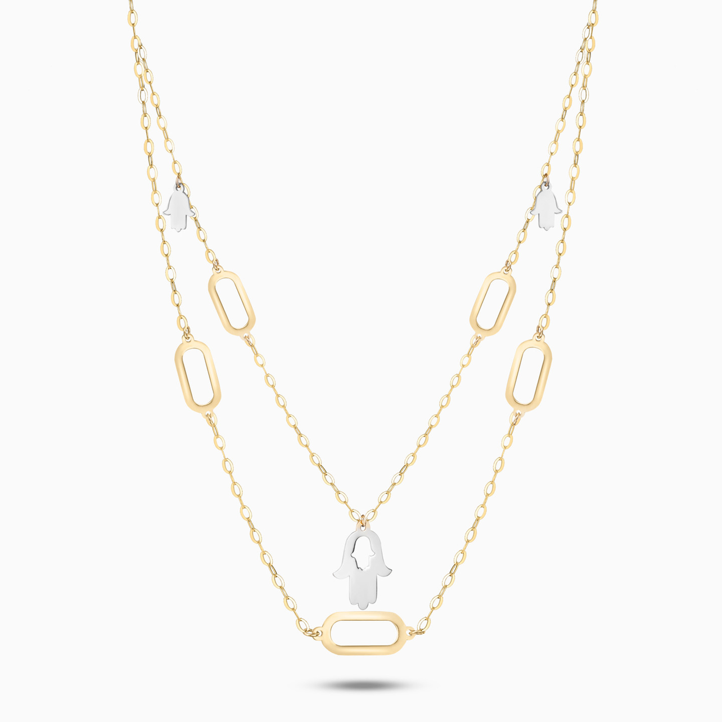 Hamsa Layered Necklace in 18K Gold - 3 Hamsa Layered Necklace in 18K Gold - 3