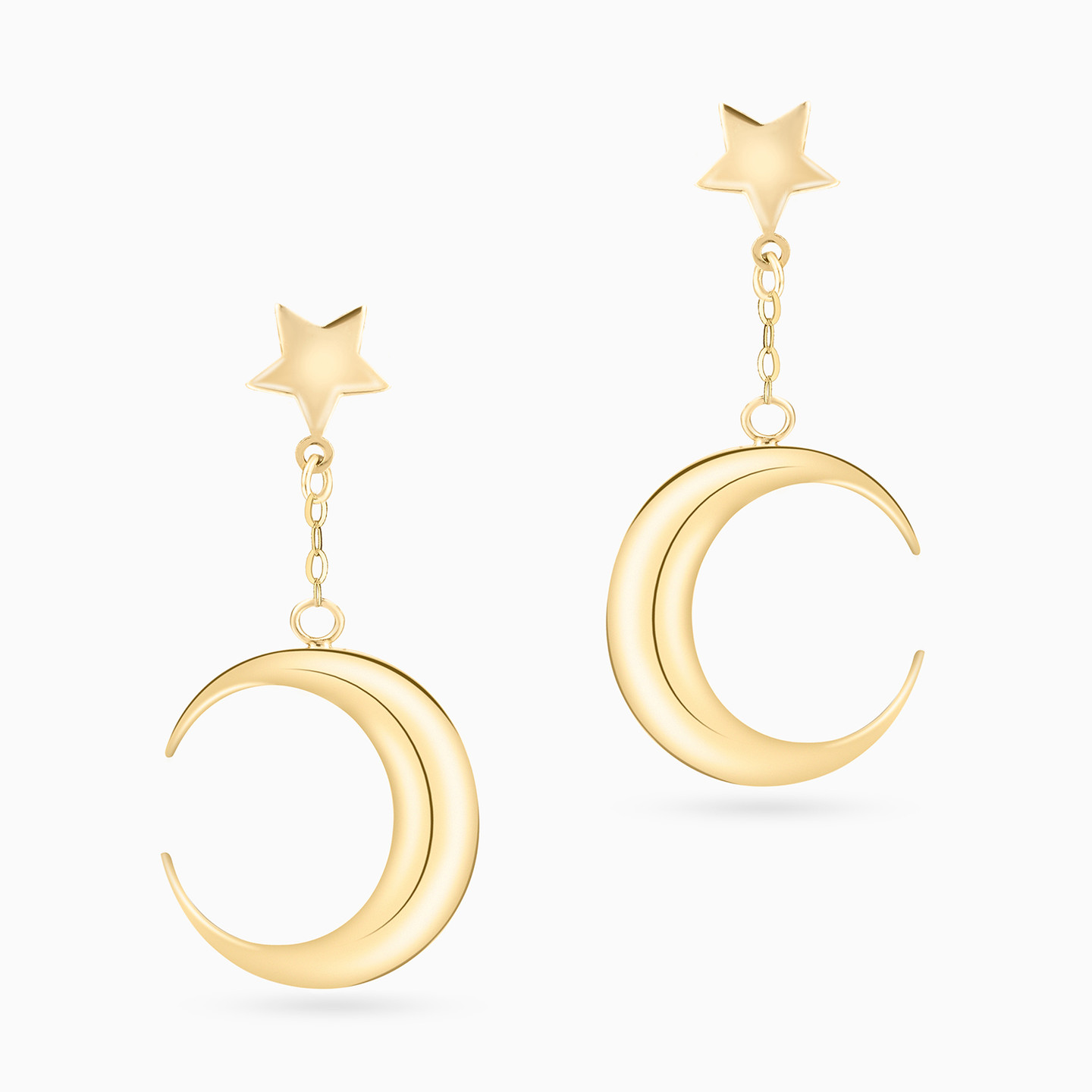 أقراط متدلية ذهب شكل هلال عيار 18 قيراط - 3 أقراط متدلية ذهب شكل هلال عيار 18 قيراط - 3