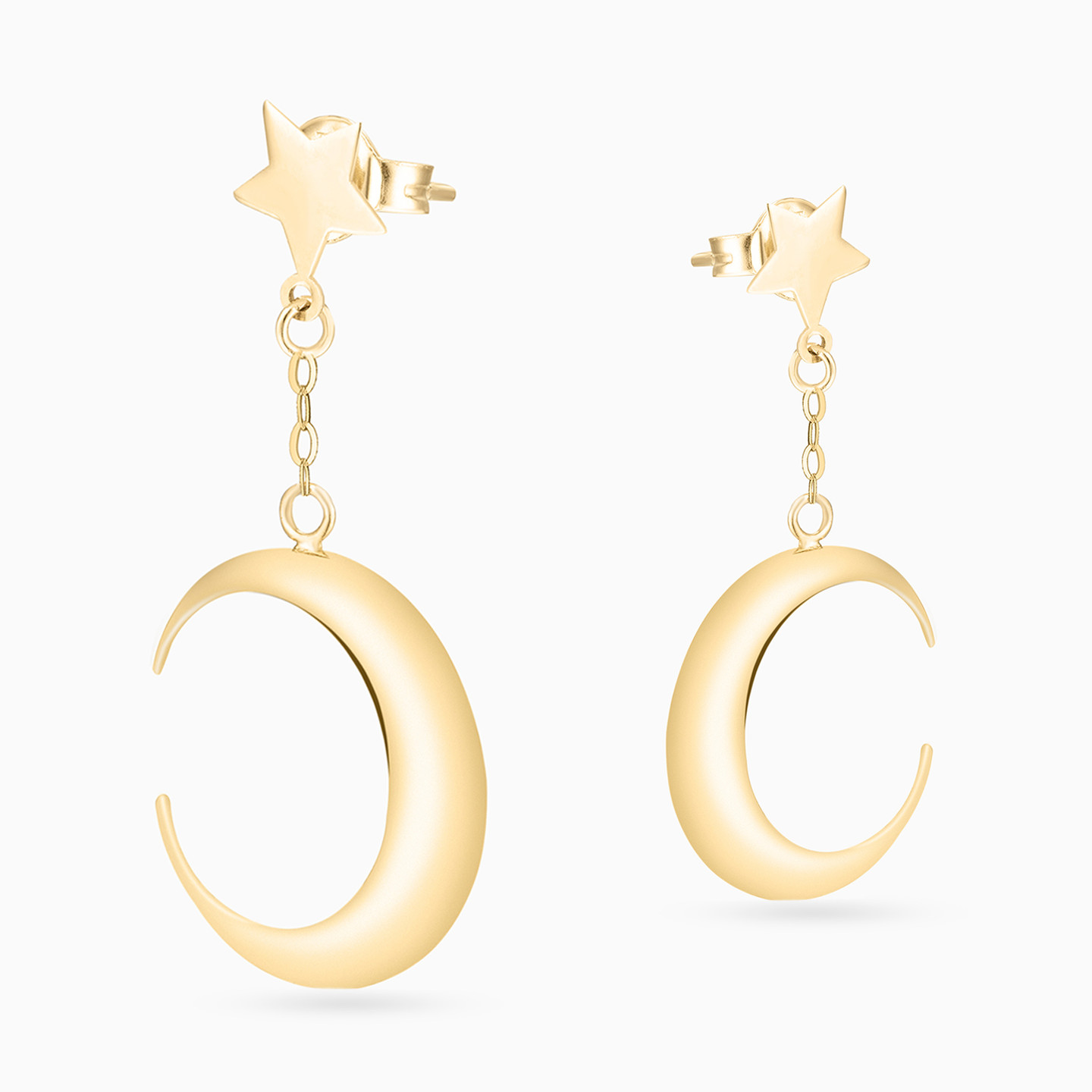 أقراط متدلية ذهب شكل هلال عيار 18 قيراط - 4 أقراط متدلية ذهب شكل هلال عيار 18 قيراط - 4