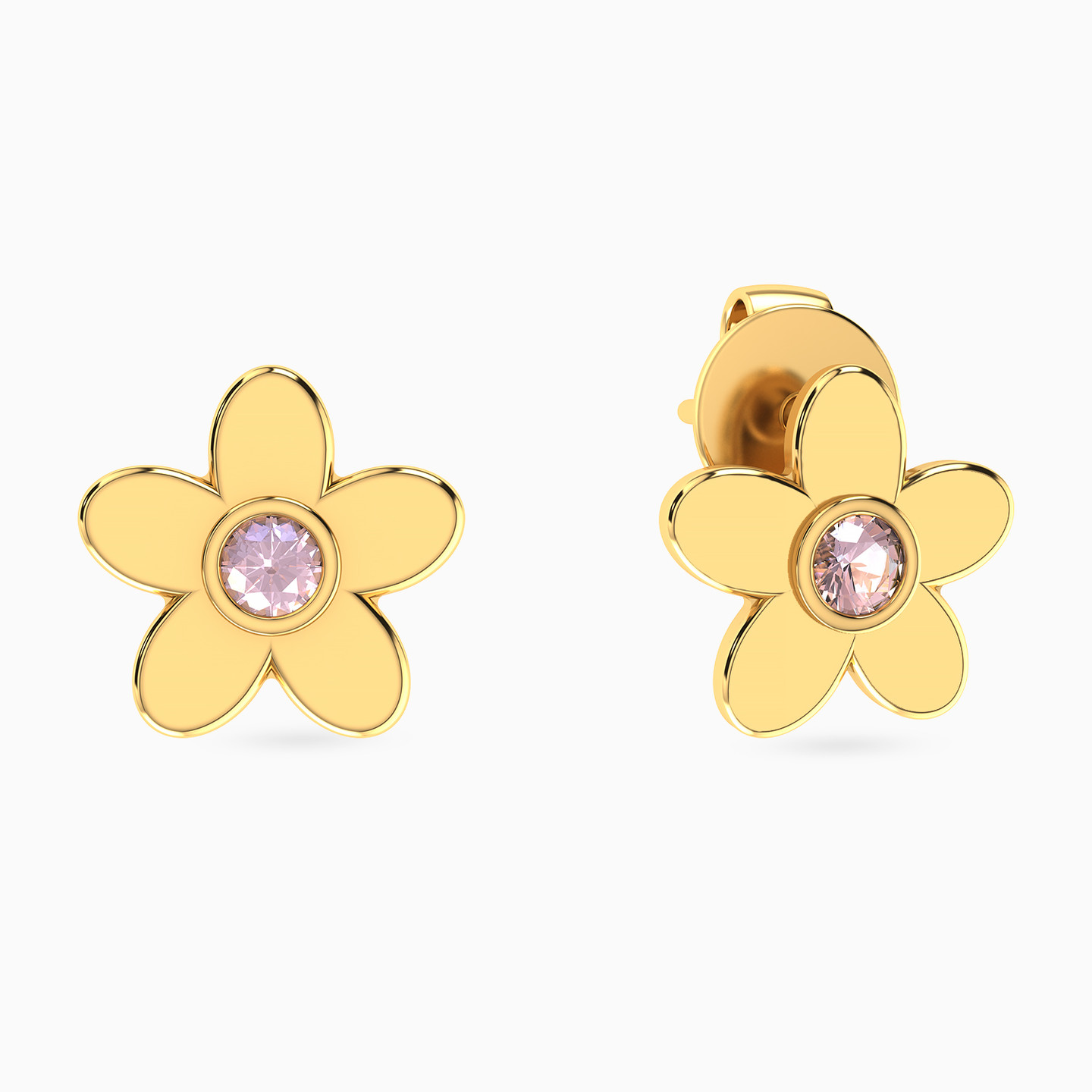 Kids Flower Colored Stones Stud Earrings in 14K Gold Kids Flower Colored Stones Stud Earrings in 14K Gold