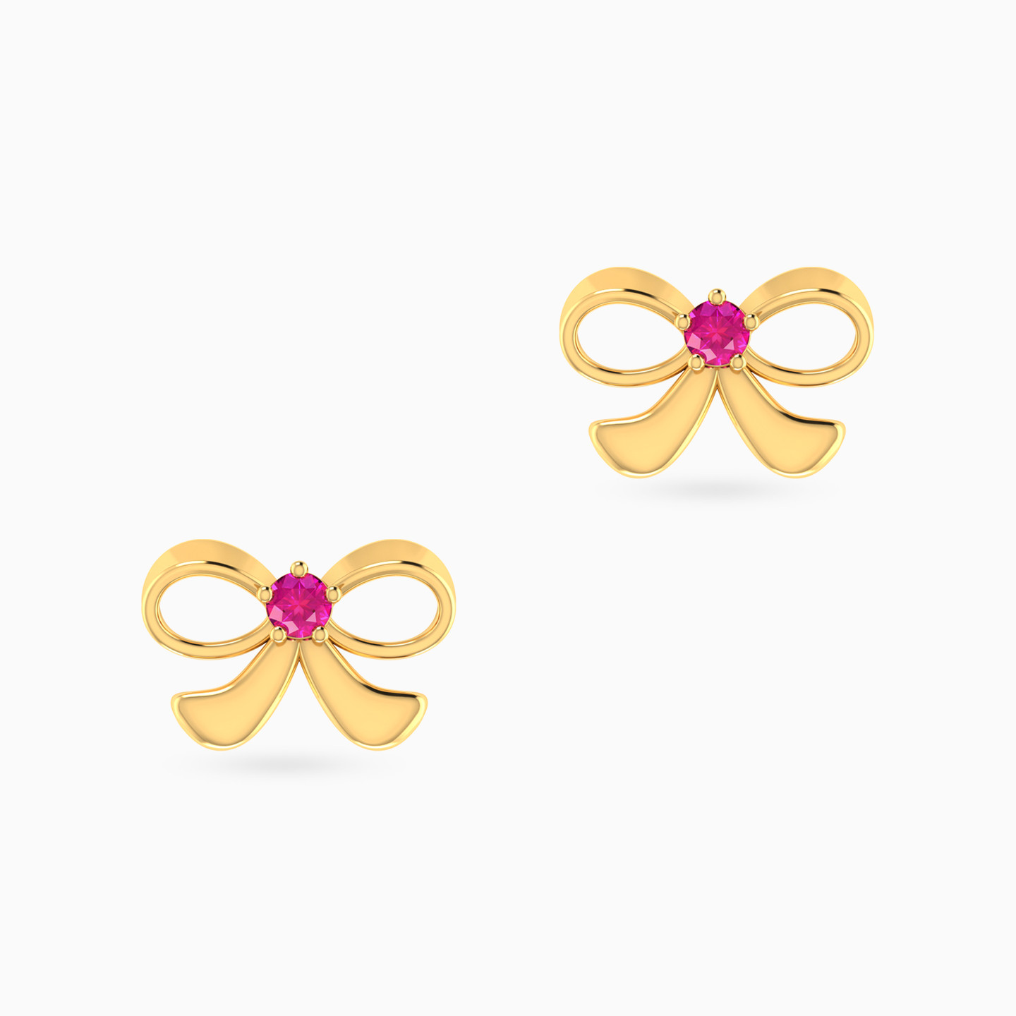 Kids Bow Colored Stones Stud Earrings in 14K Gold - 3 Kids Bow Colored Stones Stud Earrings in 14K Gold - 3