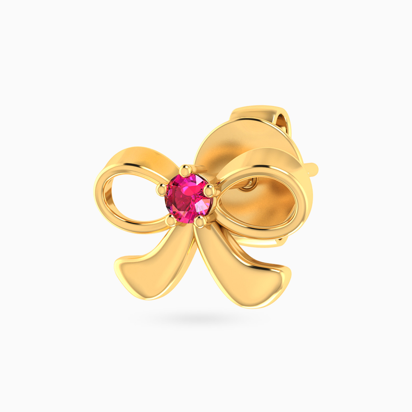 Kids Bow Colored Stones Stud Earrings in 14K Gold - 4 Kids Bow Colored Stones Stud Earrings in 14K Gold - 4