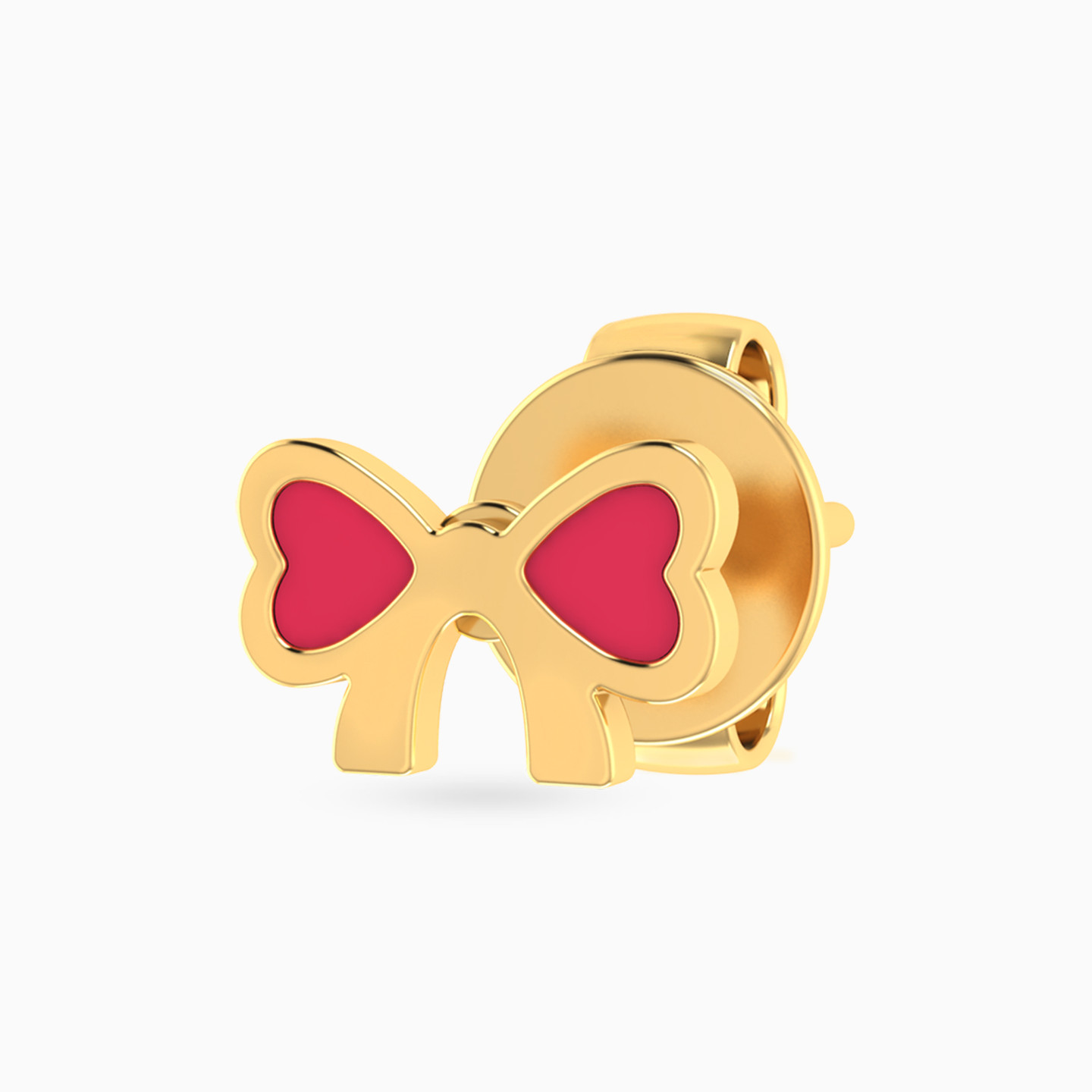 Kids Bow Colored Stones Stud Earrings in 14K Gold - 4