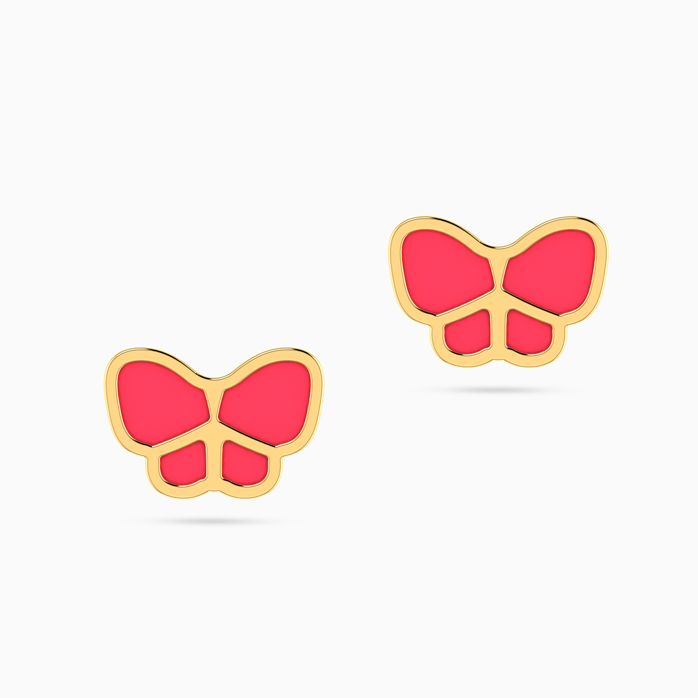 Kids Butterfly Colored Stones Stud Earrings in 14K Gold - 2 Kids Butterfly Colored Stones Stud Earrings in 14K Gold - 2