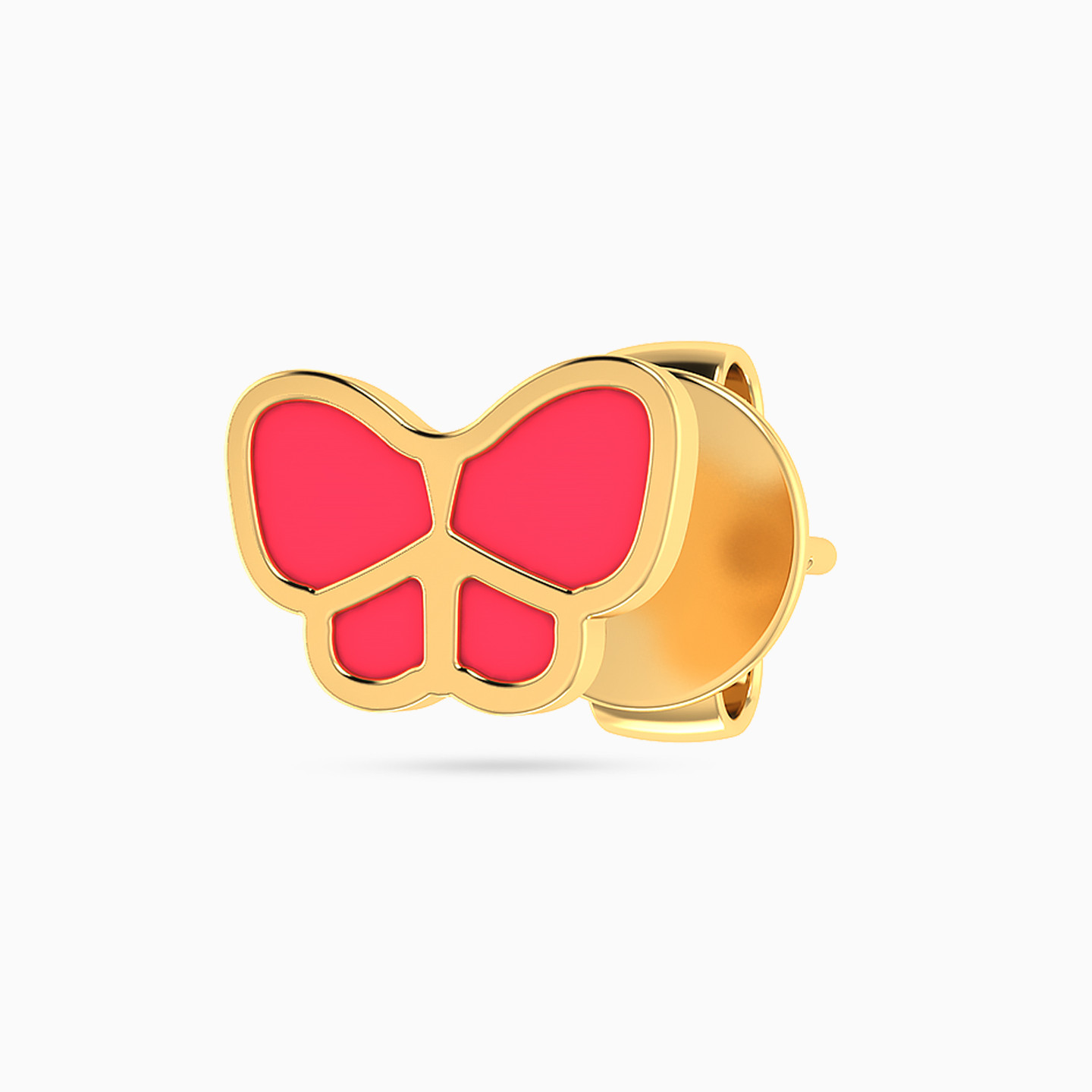 Kids Butterfly Colored Stones Stud Earrings in 14K Gold - 3