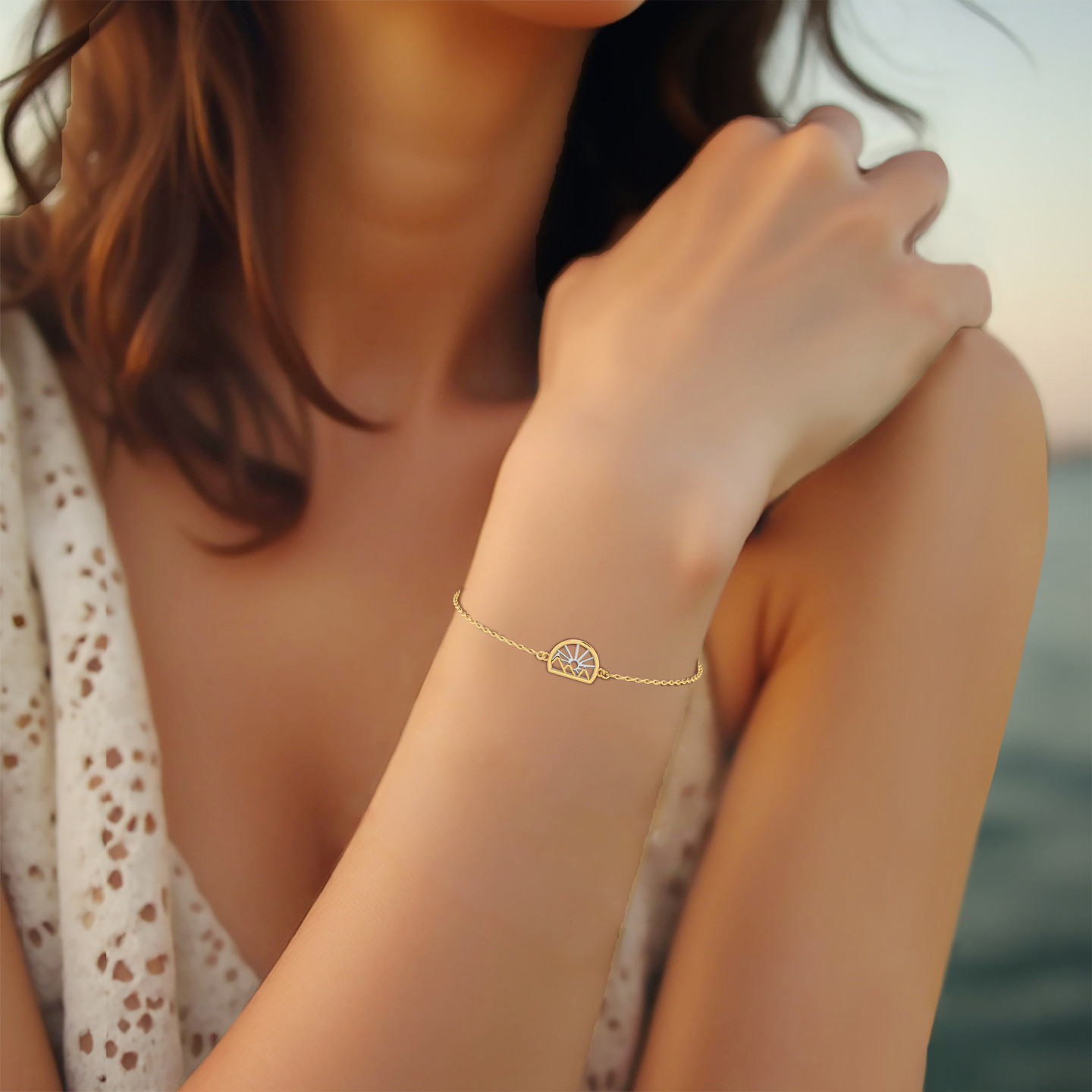 Pyramids Chain Bracelet in 14K Gold - 2 Pyramids Chain Bracelet in 14K Gold - 2