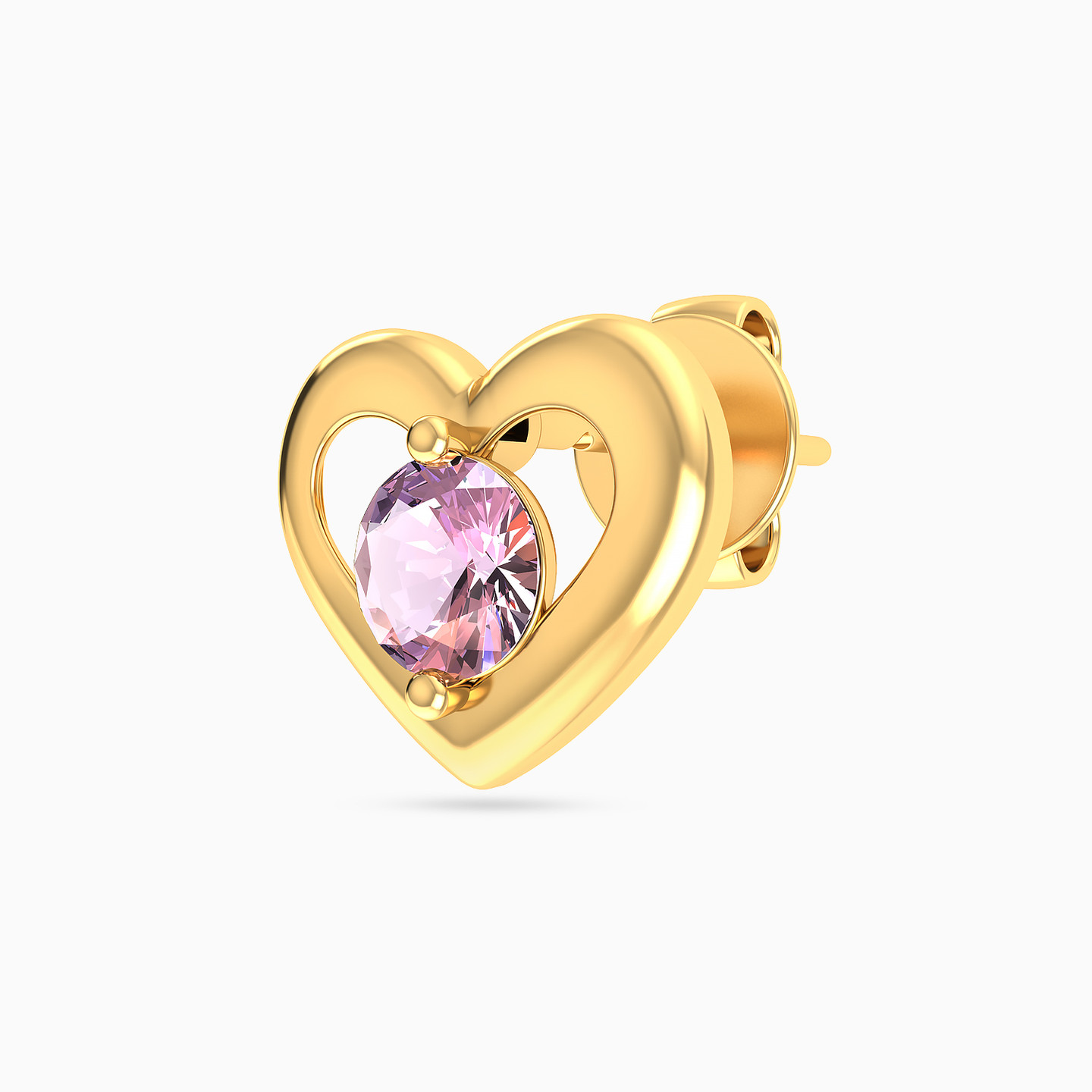 Kids Heart Pink Stone Stud Earrings in 14K Gold - 3 Kids Heart Pink Stone Stud Earrings in 14K Gold - 3