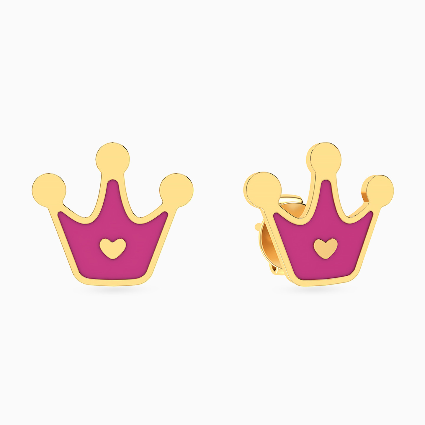 Kids Crown Colored Stones Stud Earrings in 14K Gold Kids Crown Colored Stones Stud Earrings in 14K Gold