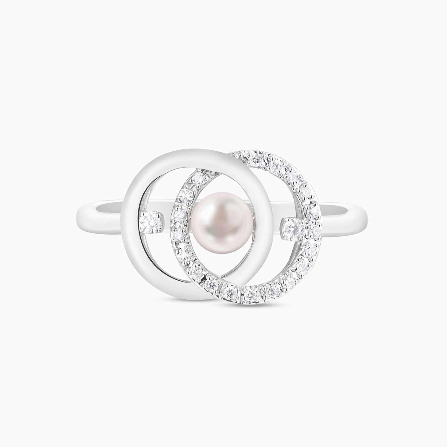 Circles Pearl & Diamond Ring In 18K Gold Circles Pearl & Diamond Ring In 18K Gold