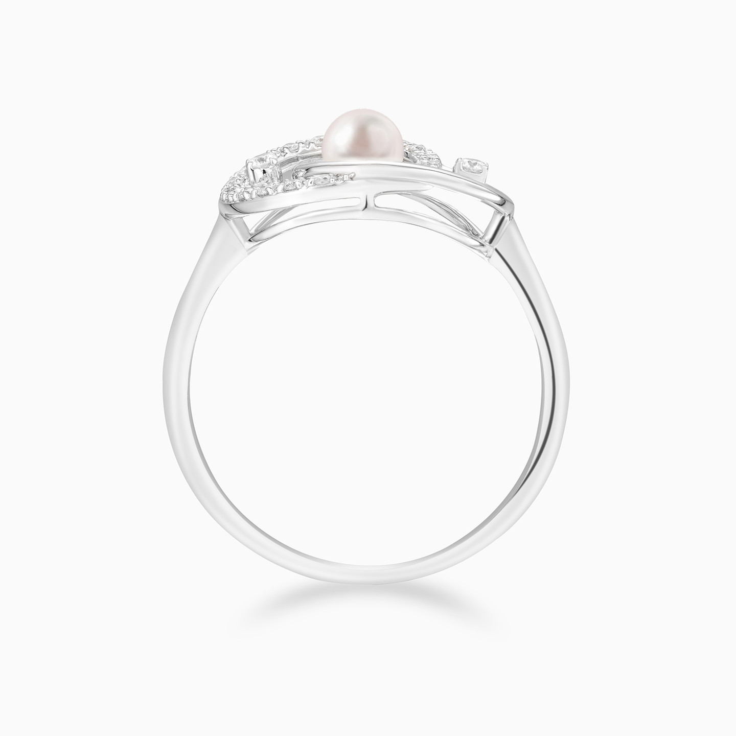 Circles Pearl & Diamond Ring In 18K Gold - 4 Circles Pearl & Diamond Ring In 18K Gold - 4