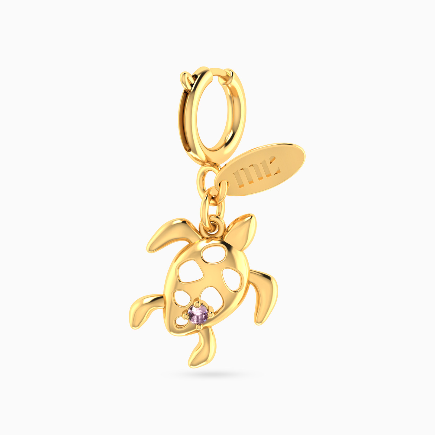 دلاية ذهب شكل سلحفاة عيار 14 قيراط مزينة بحجر أرجواني دلاية ذهب شكل سلحفاة عيار 14 قيراط مزينة بحجر أرجواني