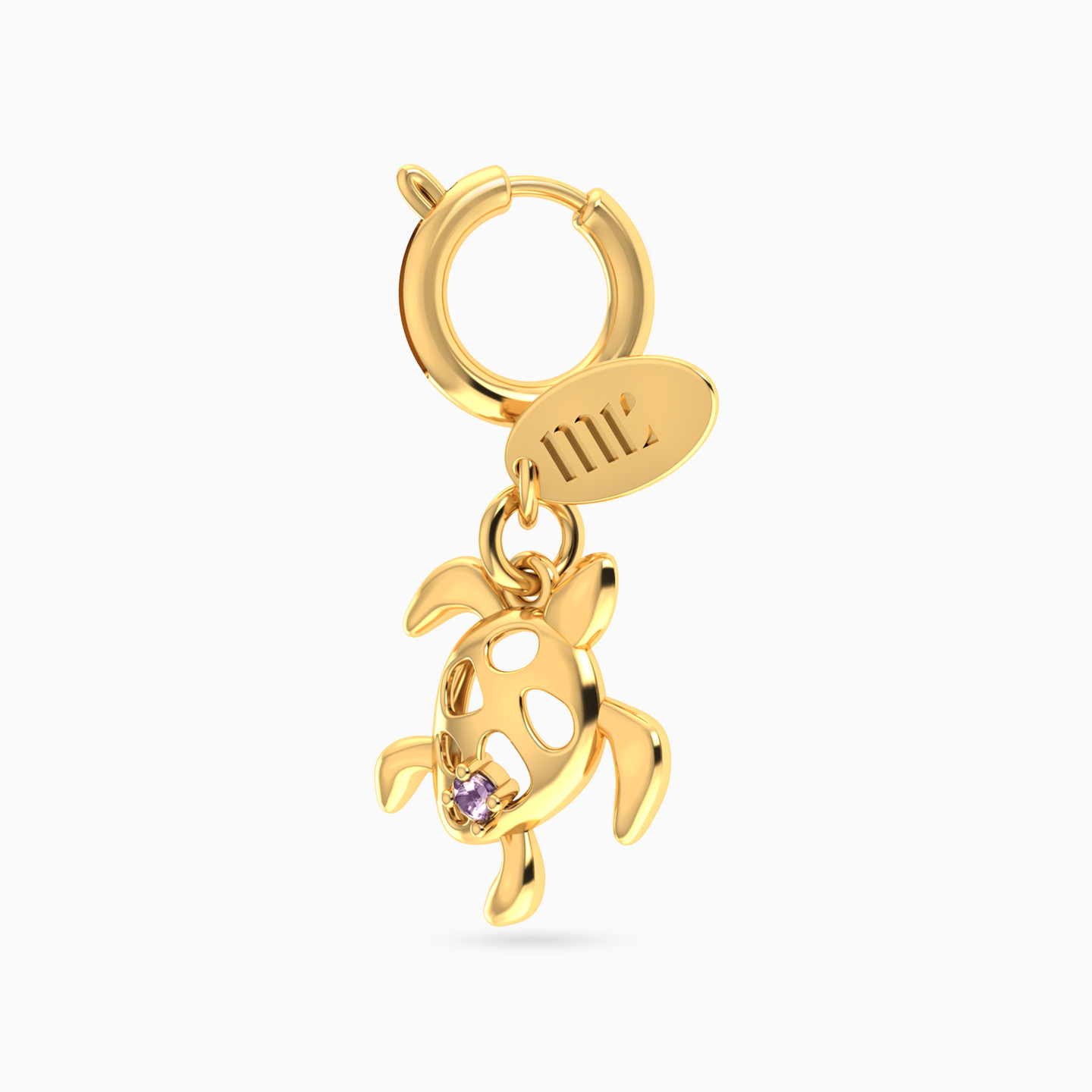 دلاية ذهب شكل سلحفاة عيار 14 قيراط مزينة بحجر أرجواني - 2 دلاية ذهب شكل سلحفاة عيار 14 قيراط مزينة بحجر أرجواني - 2