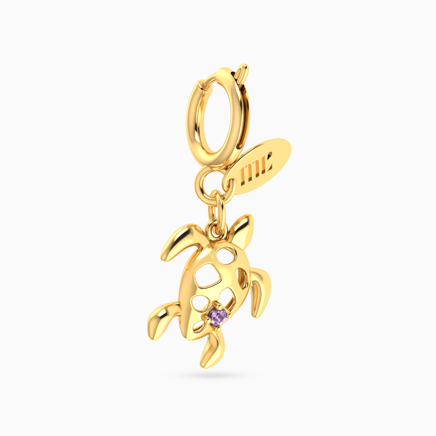 دلاية ذهب شكل سلحفاة عيار 14 قيراط مزينة بحجر أرجواني - 3 دلاية ذهب شكل سلحفاة عيار 14 قيراط مزينة بحجر أرجواني - 3