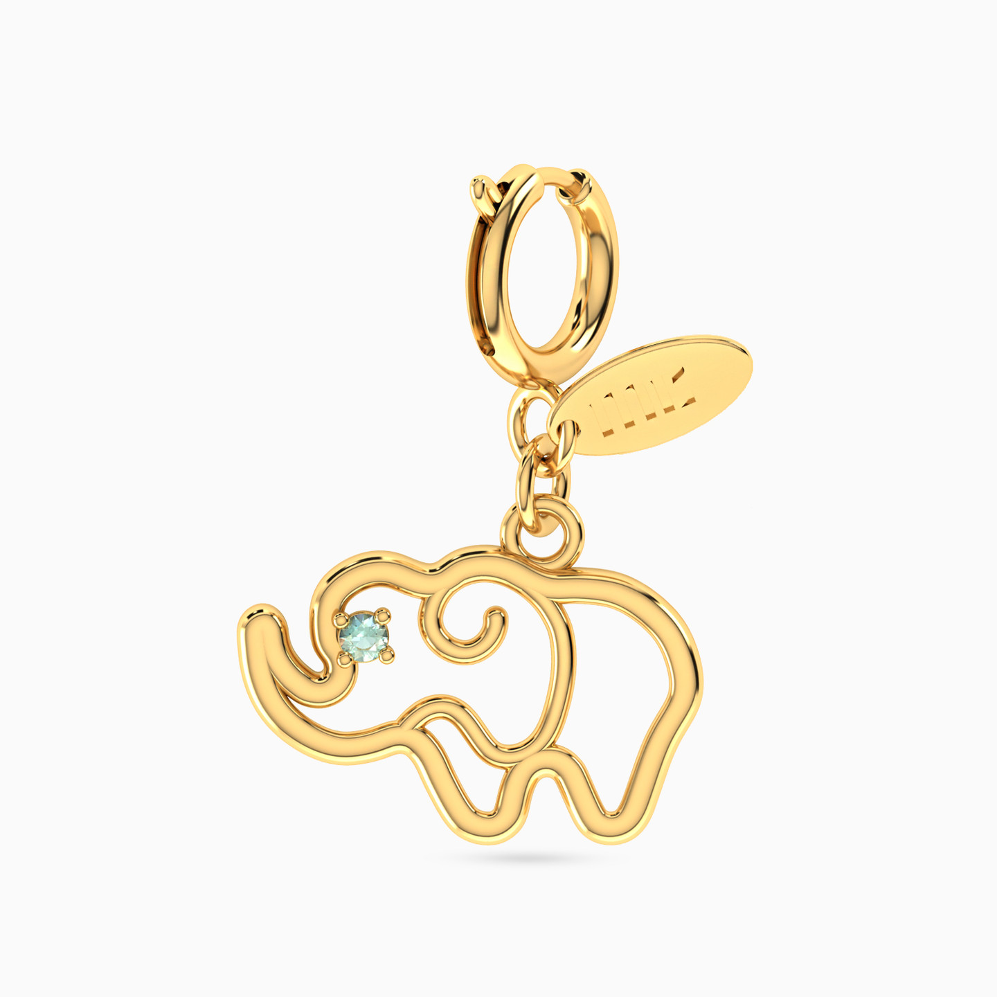 Line Elephant Design Charm with Blue Stone in 14K Gold Line Elephant Design Charm with Blue Stone in 14K Gold