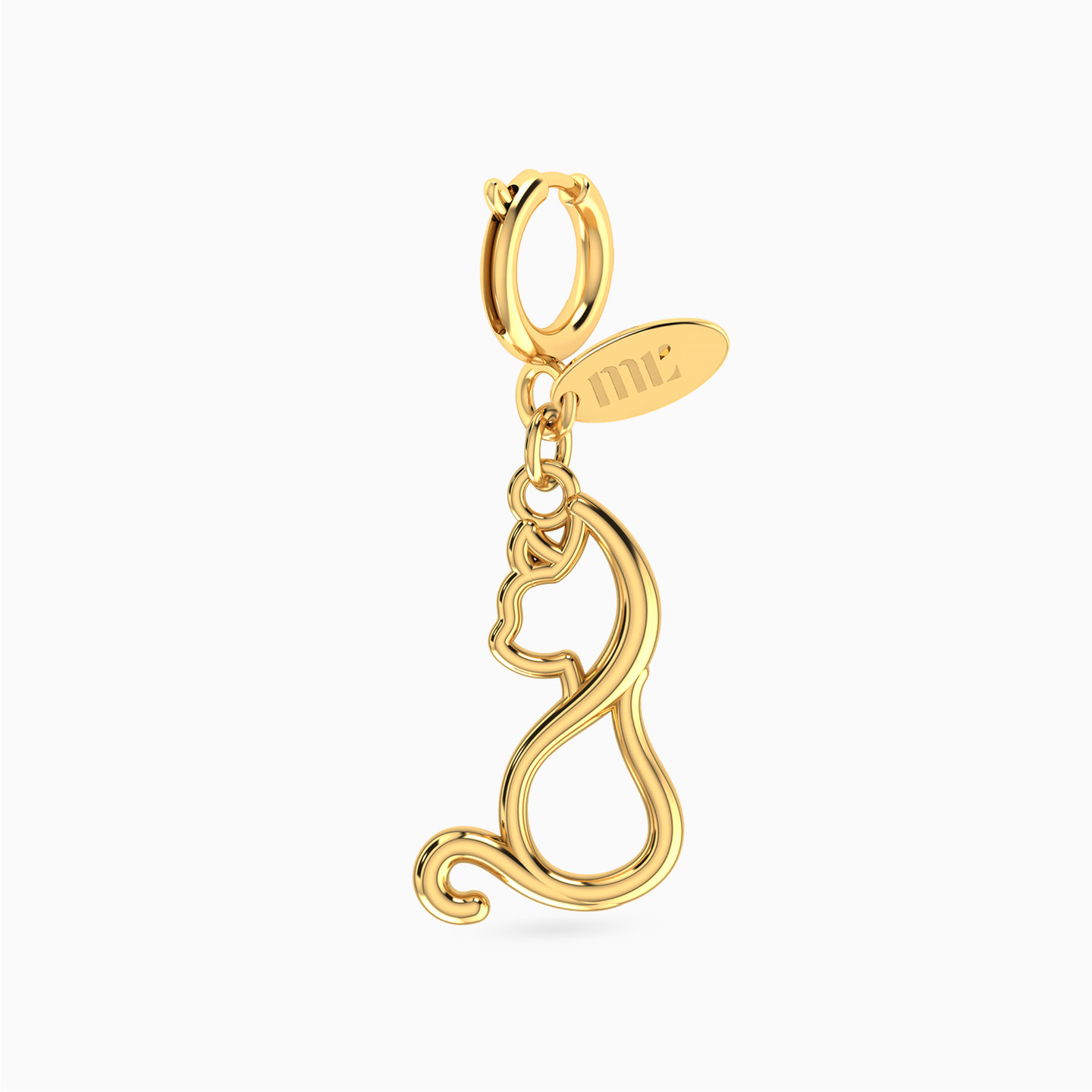 Line Cat Design Charm In 14K Gold Line Cat Design Charm In 14K Gold