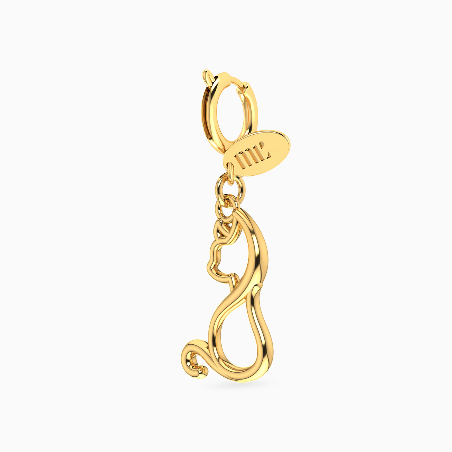 Line Cat Design Charm In 14K Gold - 2 Line Cat Design Charm In 14K Gold - 2