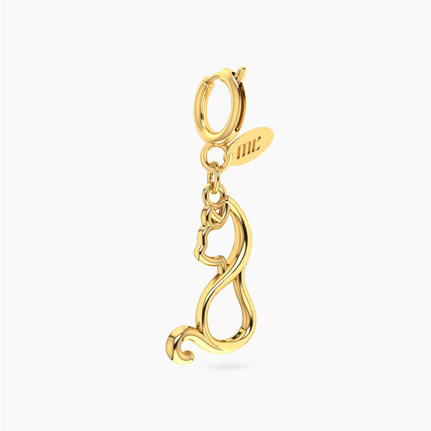 Line Cat Design Charm In 14K Gold - 3 Line Cat Design Charm In 14K Gold - 3
