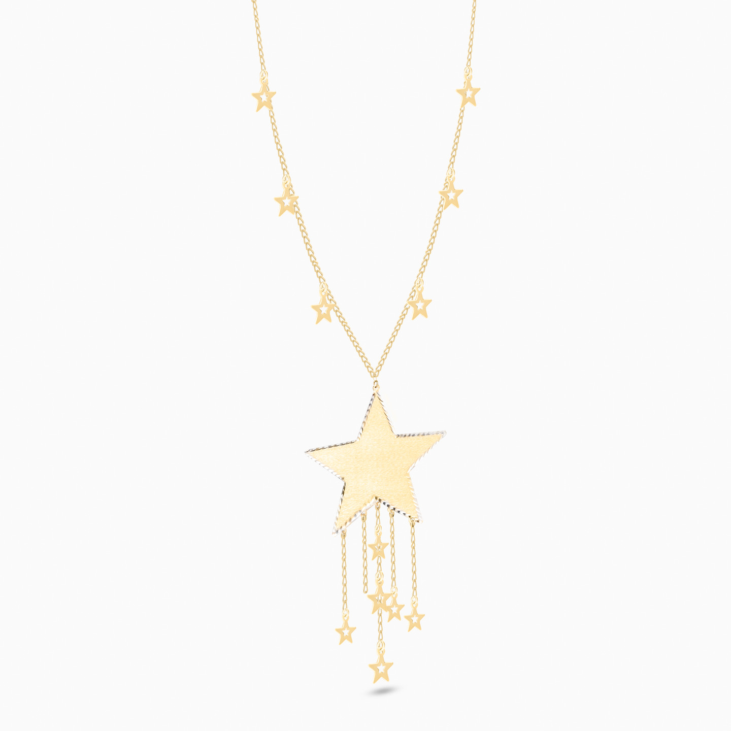 Stars Shaped Pendant with Chain in 18K Gold - 2 Stars Shaped Pendant with Chain in 18K Gold - 2