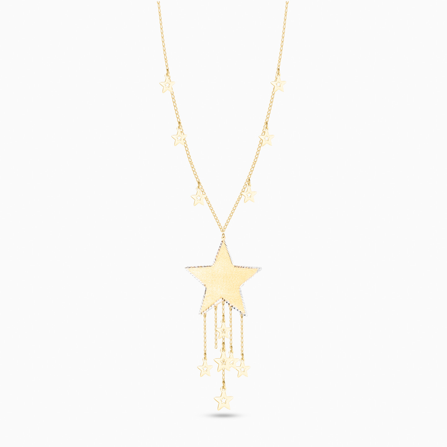 Stars Shaped Pendant with Chain in 18K Gold - 3 Stars Shaped Pendant with Chain in 18K Gold - 3