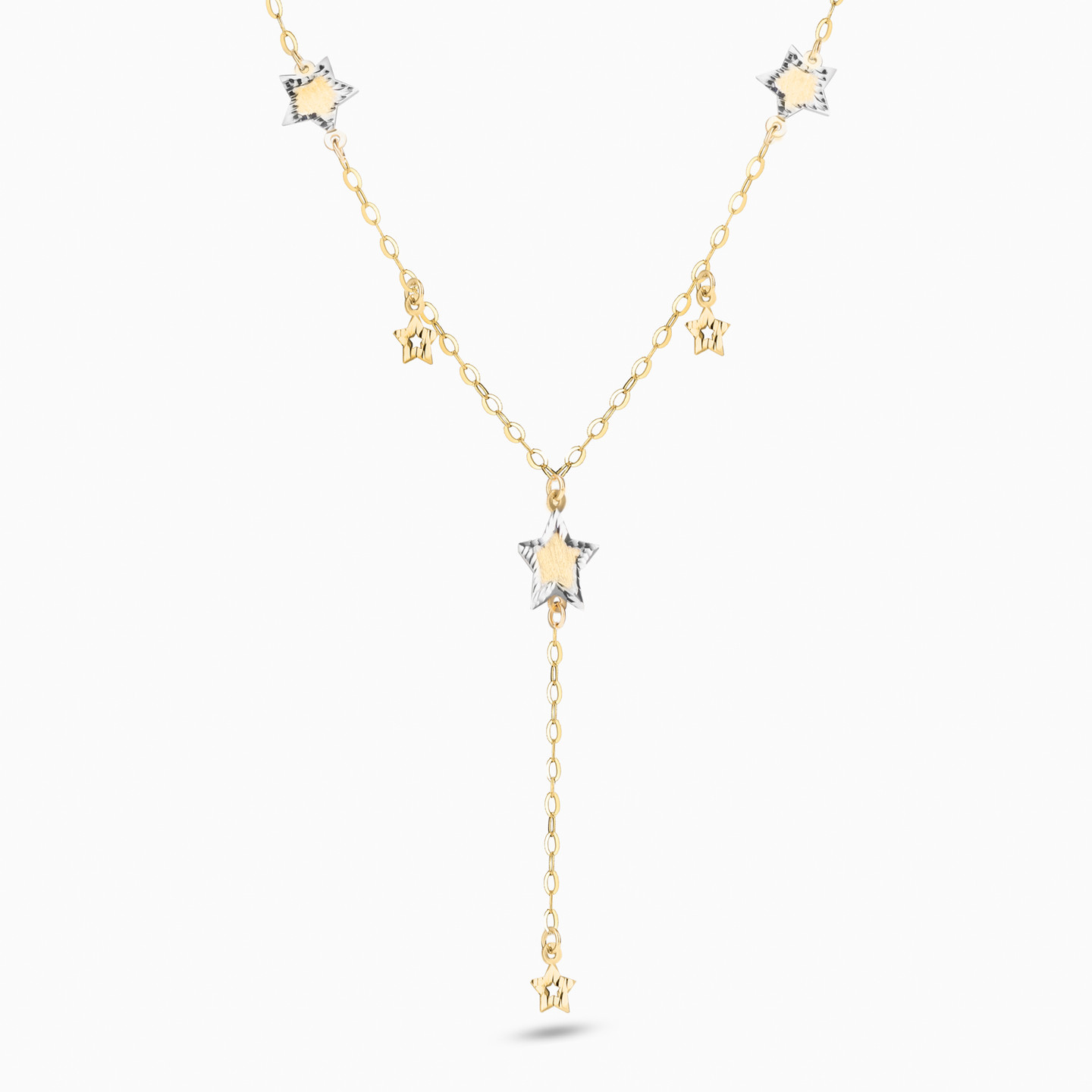 Stars Shaped Pendant with Chain in 18K Gold - 2 Stars Shaped Pendant with Chain in 18K Gold - 2