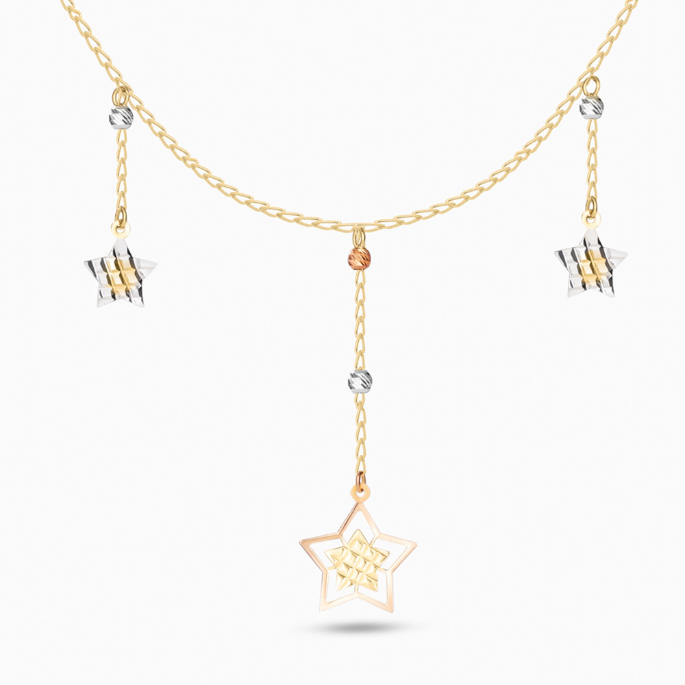 Stars Shaped Pendant with Chain in 18K Gold Stars Shaped Pendant with Chain in 18K Gold
