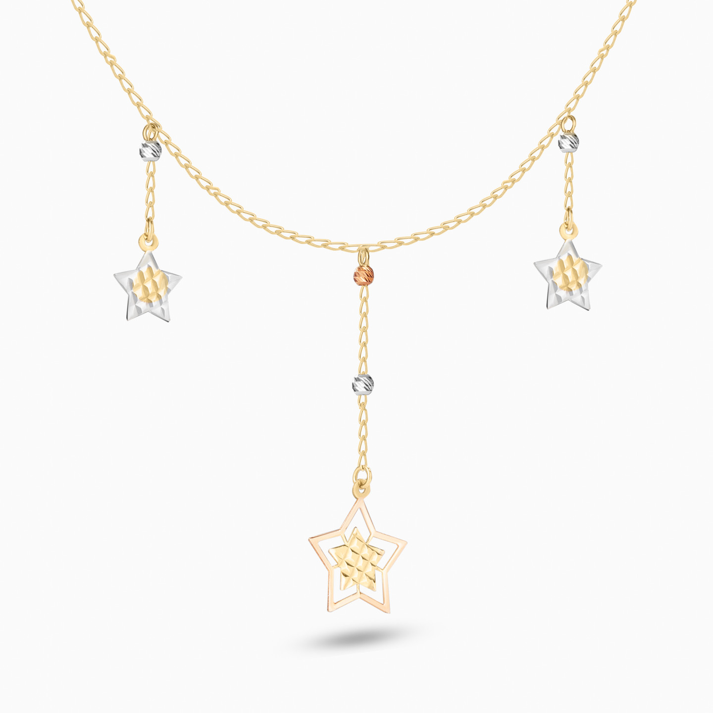 Stars Shaped Pendant with Chain in 18K Gold - 2 Stars Shaped Pendant with Chain in 18K Gold - 2