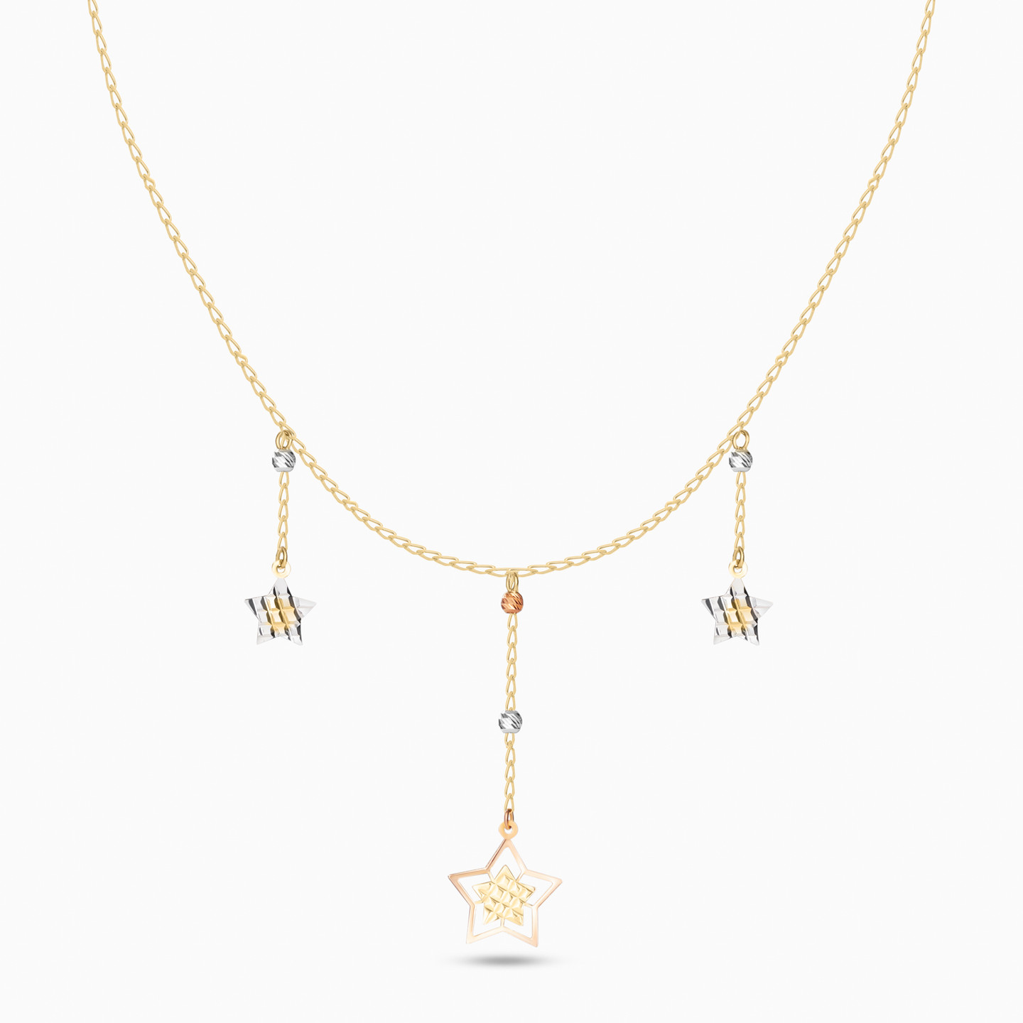 Stars Shaped Pendant with Chain in 18K Gold - 3 Stars Shaped Pendant with Chain in 18K Gold - 3