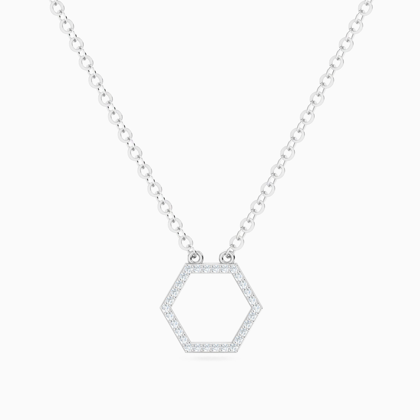 Hexagon Diamonds Necklace in 14K Gold Hexagon Diamonds Necklace in 14K Gold