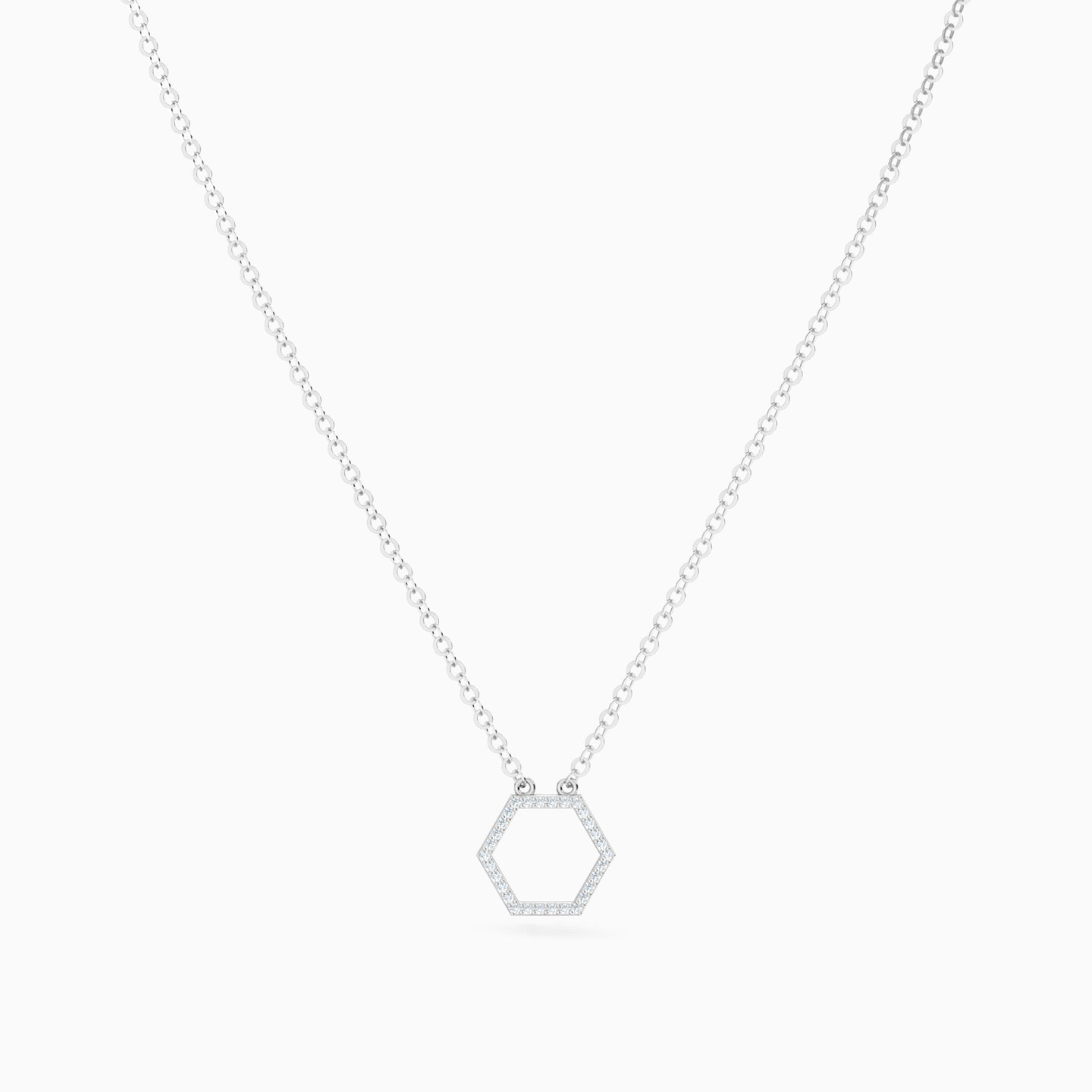 Hexagon Diamonds Necklace in 14K Gold - 3 Hexagon Diamonds Necklace in 14K Gold - 3