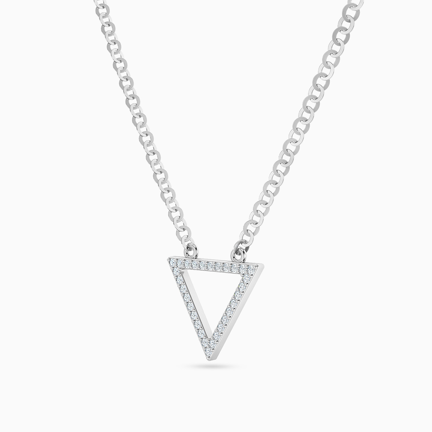 Triangle Diamonds Necklace in 14K Gold - 2 Triangle Diamonds Necklace in 14K Gold - 2