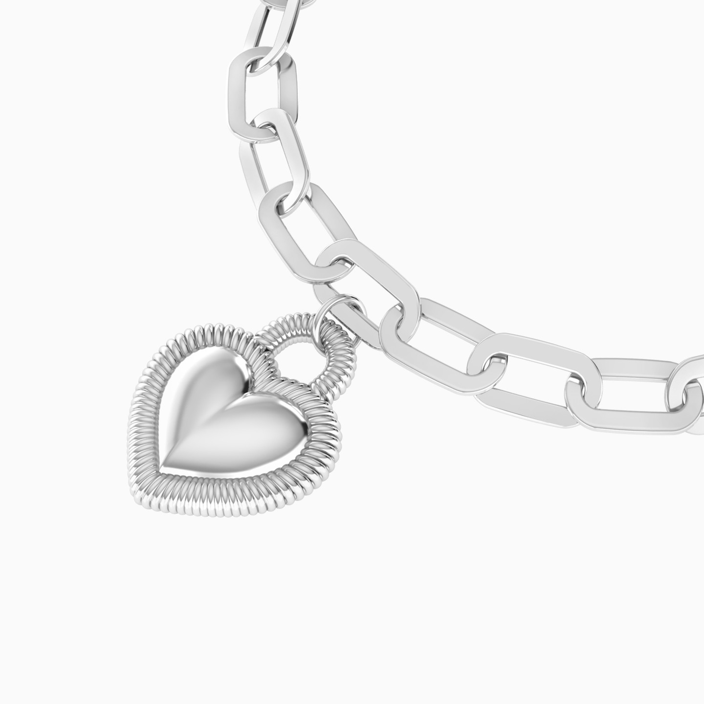 أسورة بدلايات صغيرة شكل قلب من الفضة - 4 أسورة بدلايات صغيرة شكل قلب من الفضة - 4