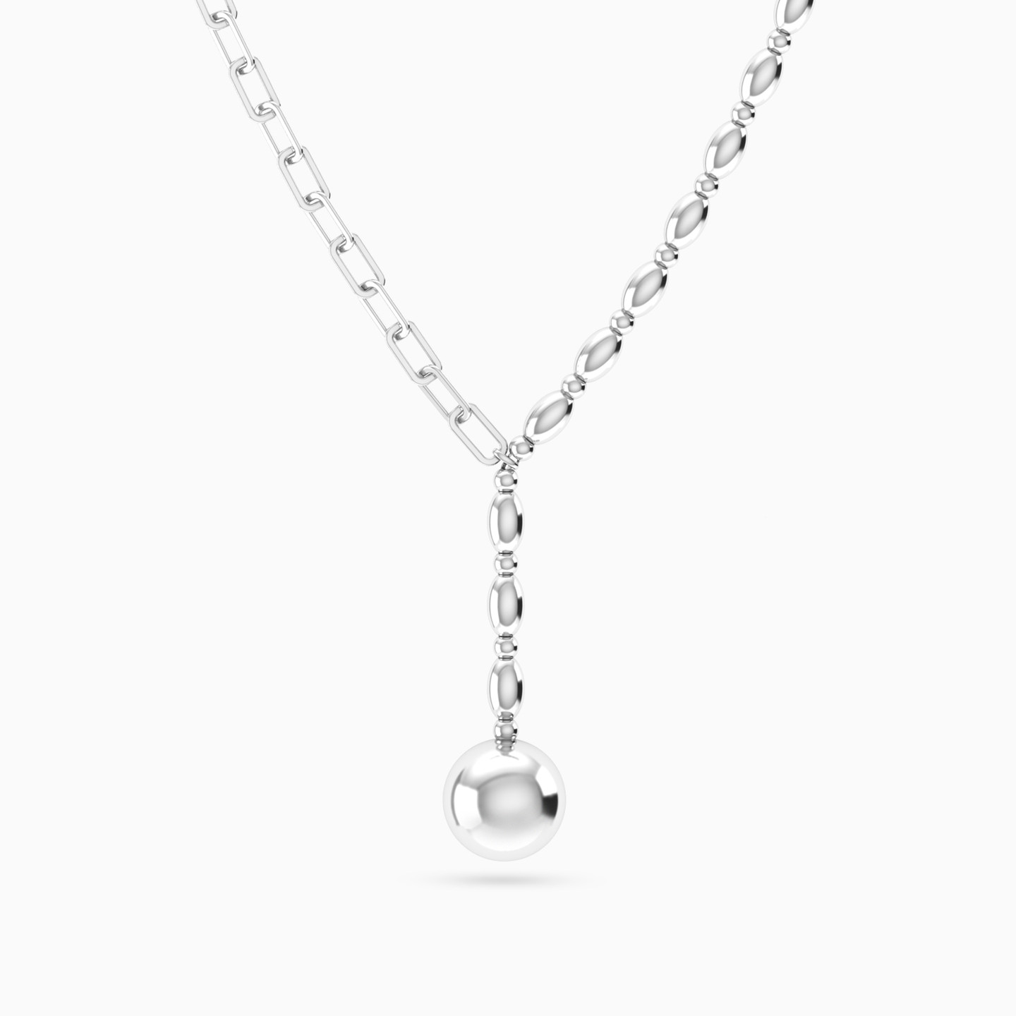 Y Shaped Necklace In Silver Y Shaped Necklace In Silver