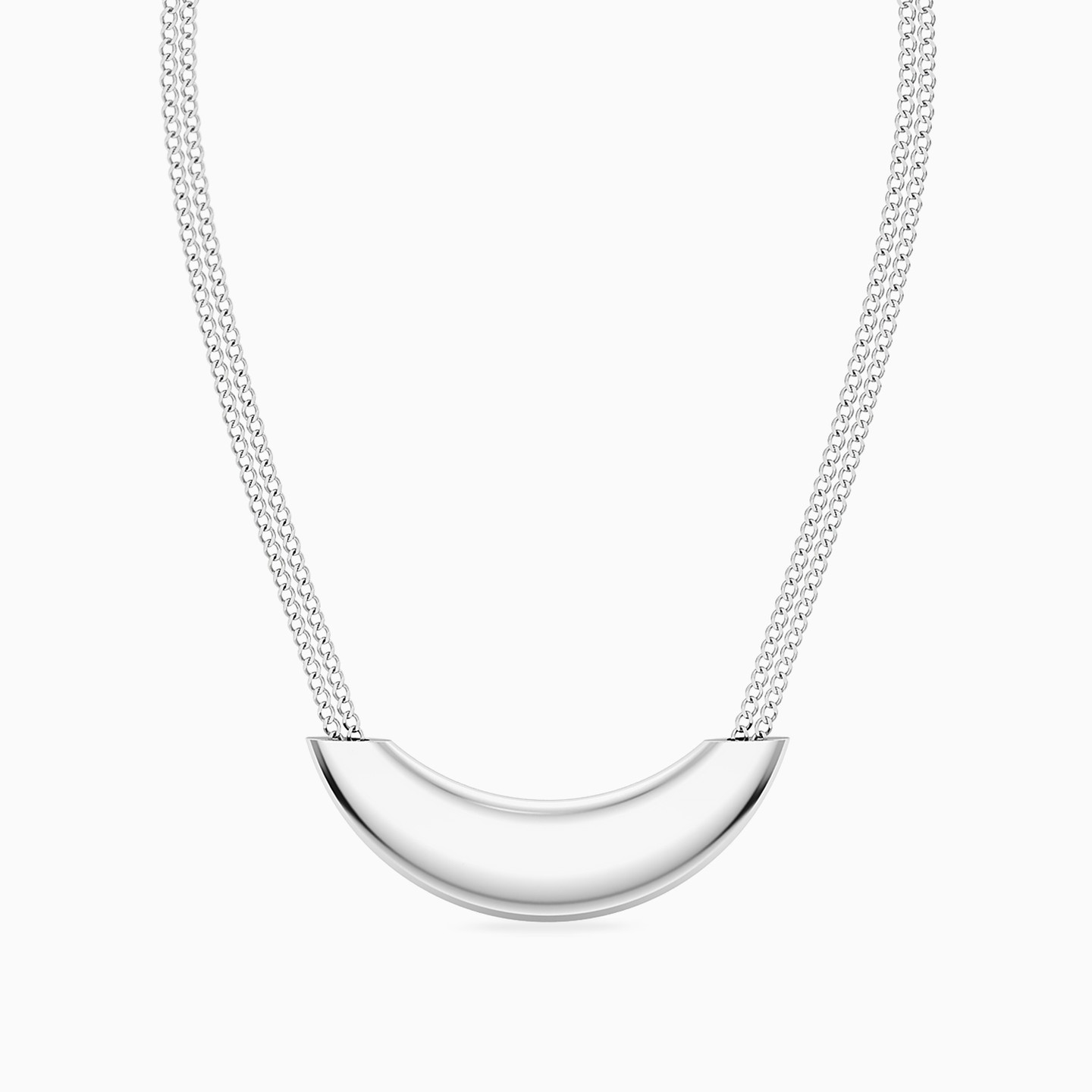 Curved Necklace In Silver - 3 Curved Necklace In Silver - 3