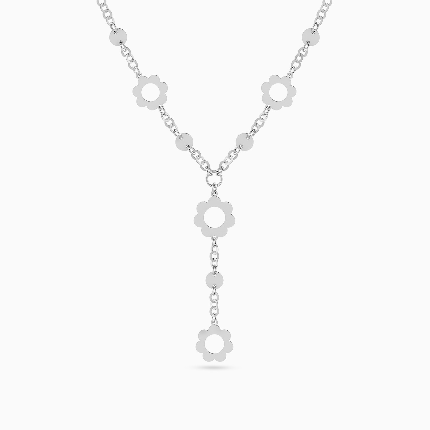 Flowers Necklace In Silver Flowers Necklace In Silver