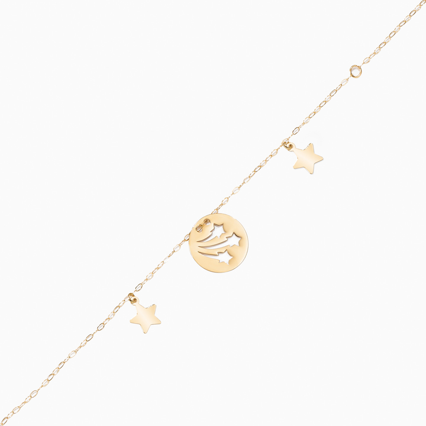 أسورة بسلسلة ذهب عيار 18 قيراط شكل نجوم - 3 أسورة بسلسلة ذهب عيار 18 قيراط شكل نجوم - 3