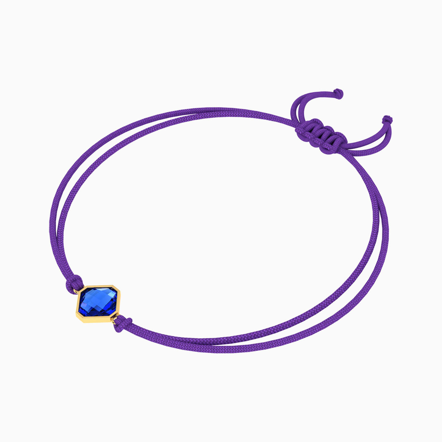 Tilted Square Blue Stone Cord Bracelet in 14K Gold - 3 Tilted Square Blue Stone Cord Bracelet in 14K Gold - 3