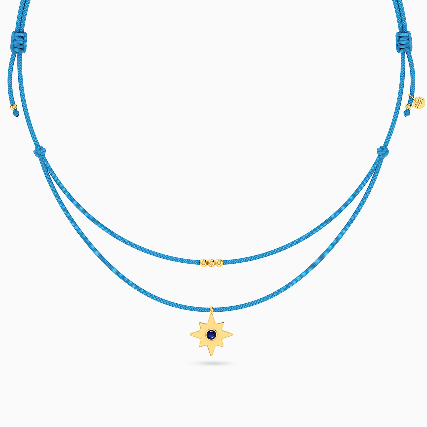 Star Blue Stone Cord Necklace in 14K Gold Star Blue Stone Cord Necklace in 14K Gold