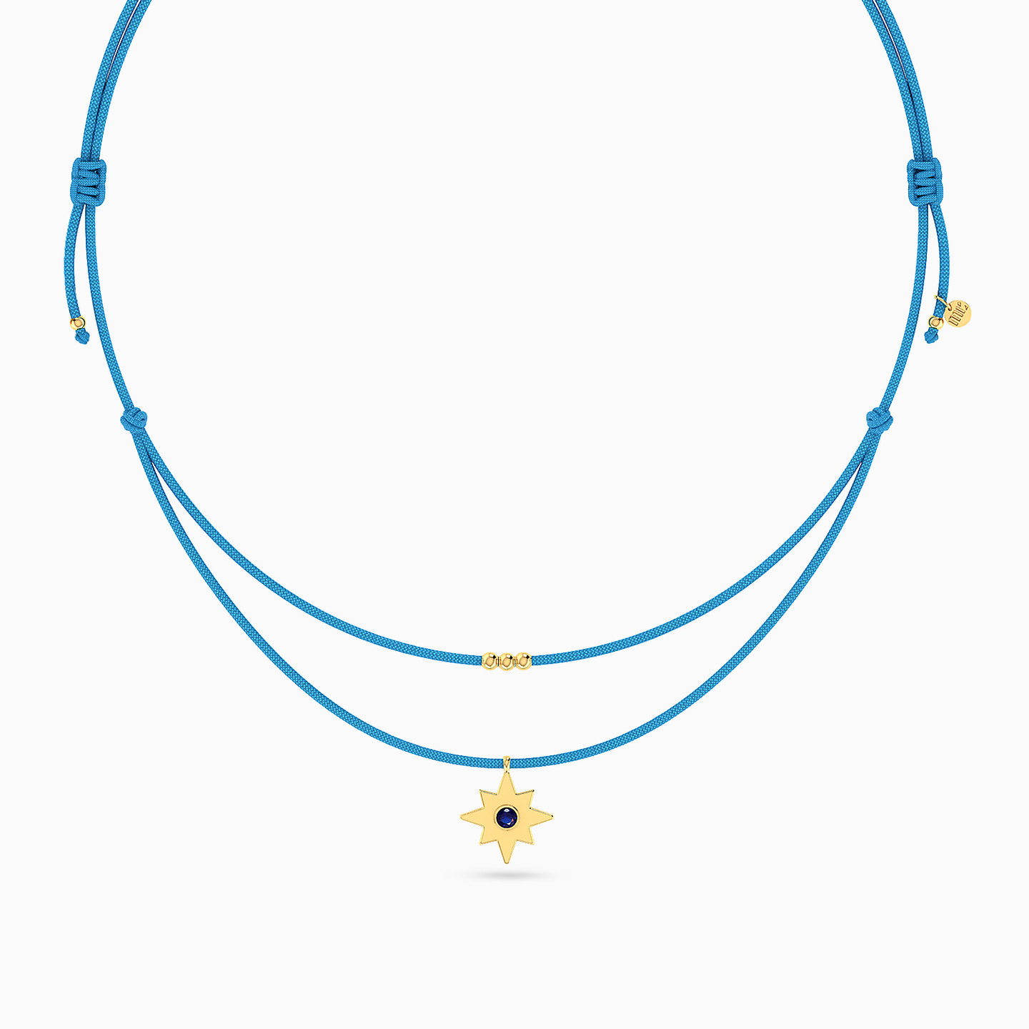 Star Blue Stone Cord Necklace in 14K Gold - 3 Star Blue Stone Cord Necklace in 14K Gold - 3