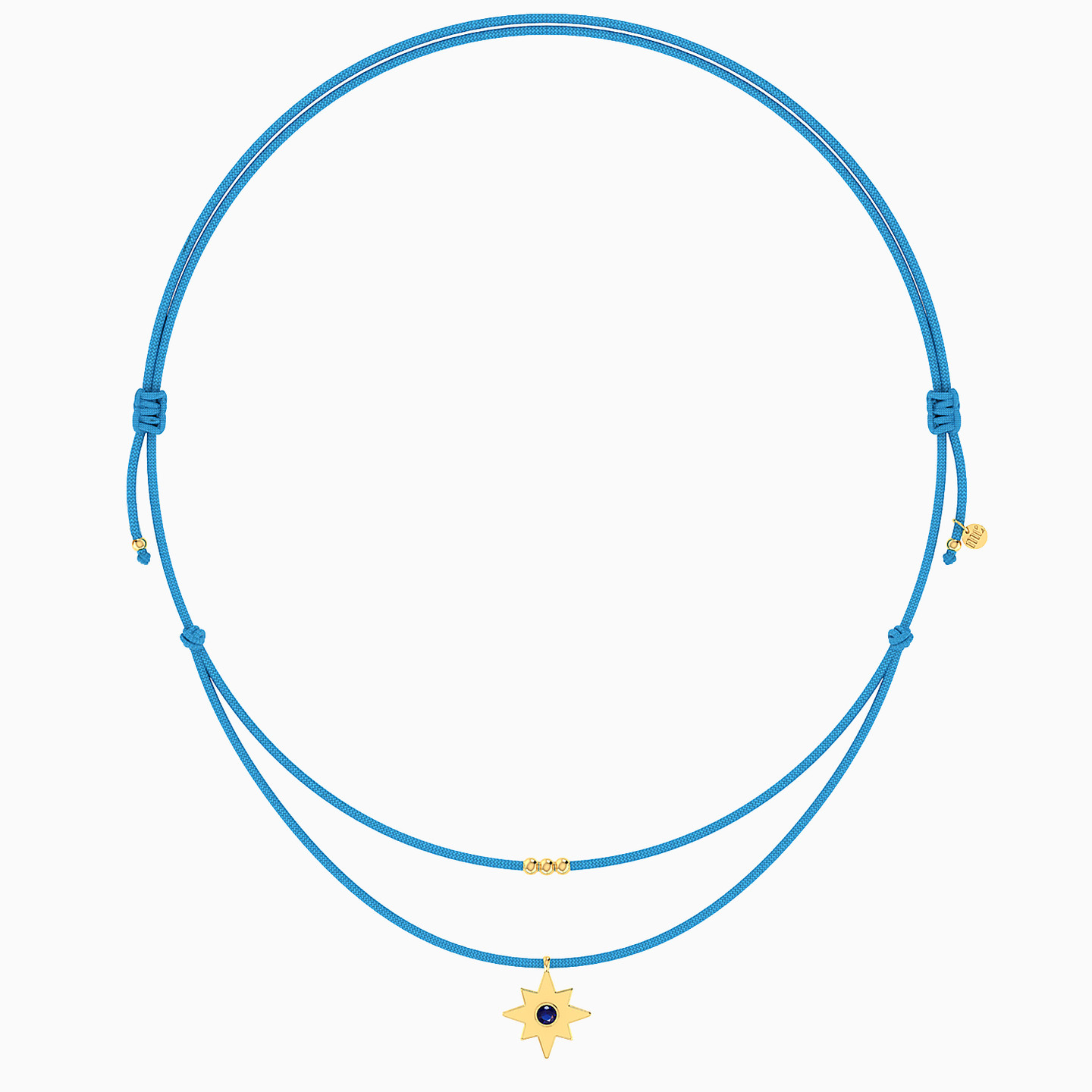 Star Blue Stone Cord Necklace in 14K Gold - 4 Star Blue Stone Cord Necklace in 14K Gold - 4