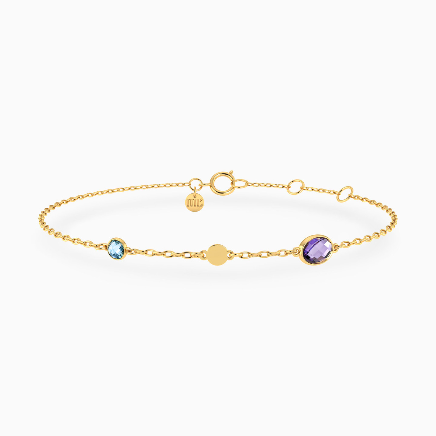 Oval Colored Stones Chain Bracelet In 18K Gold Oval Colored Stones Chain Bracelet In 18K Gold
