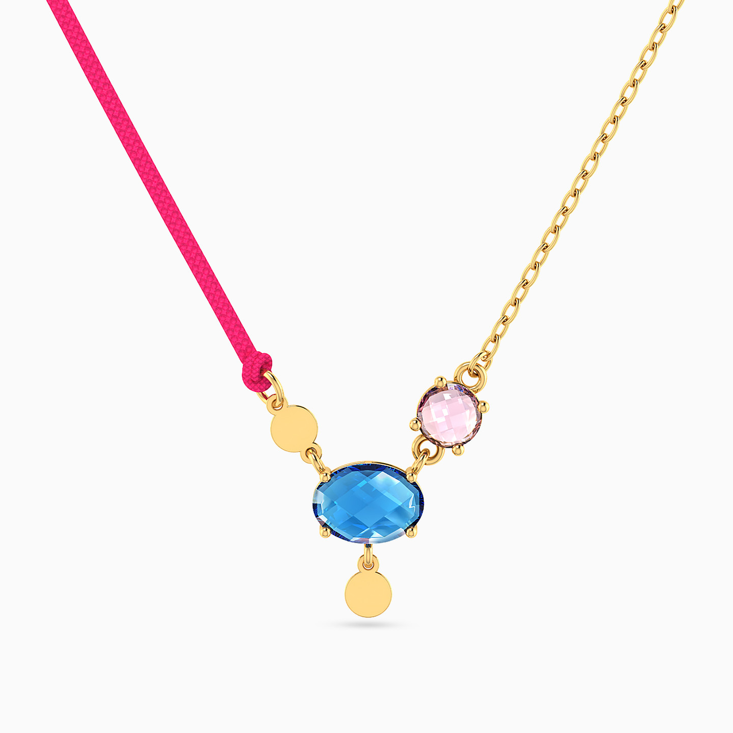 Oval Colored Stones Necklace In 18K Gold Oval Colored Stones Necklace In 18K Gold